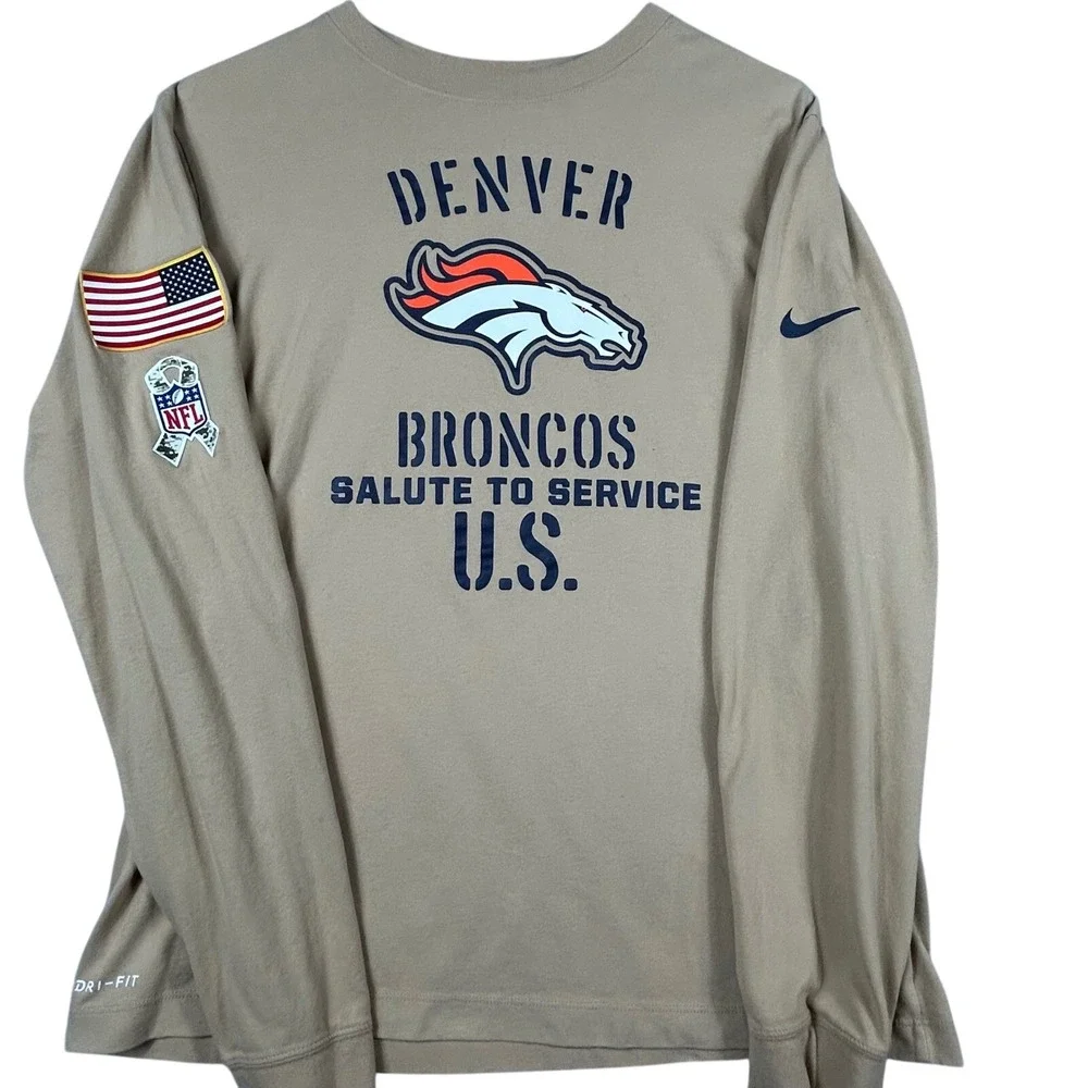 Nike Denver Broncos Salute to Service Long Sleeve T Shirt Men‎ Medium Tan NFL
